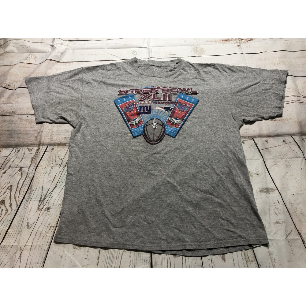 New York Giants Super Bowl XLII 42 2008 Champions T-Shirt Gray Reebok 2Xl